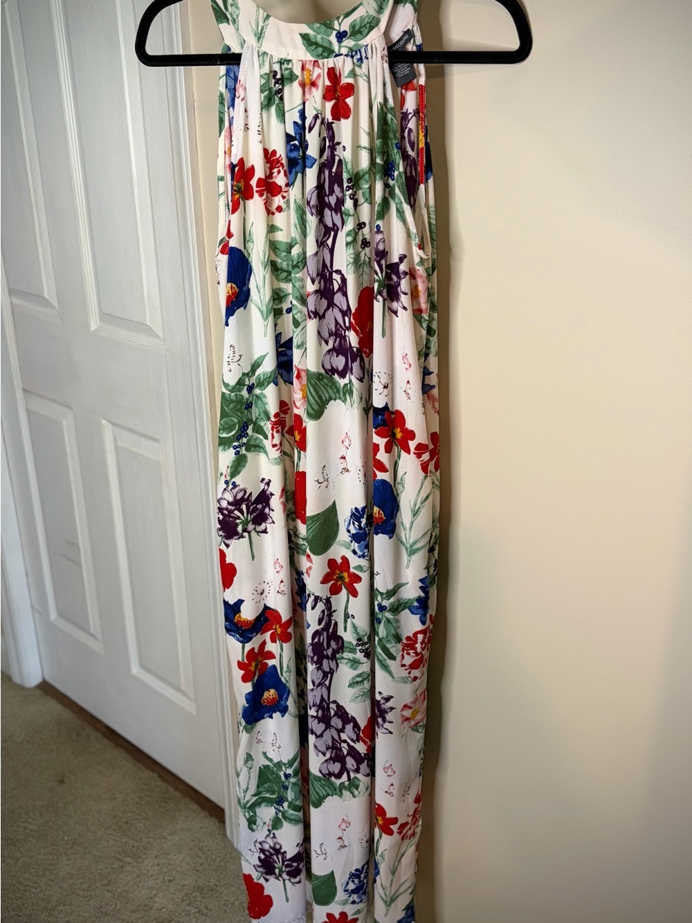Chelsea & Theodore White Floral Halter Dress #1205